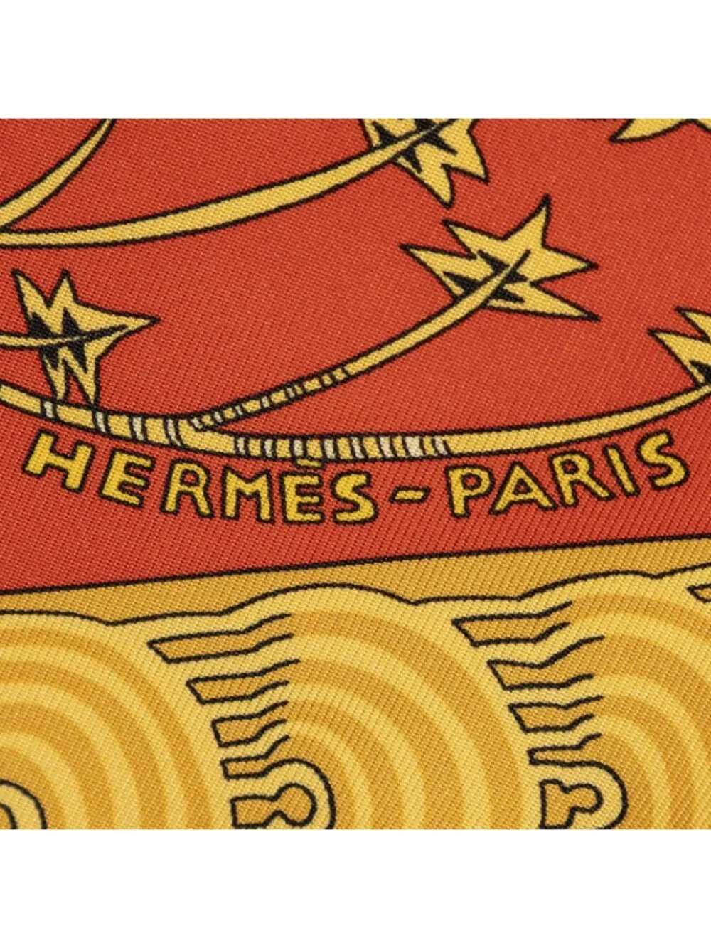 Hermes Scarf Orange Yellow Blue Twill Silk